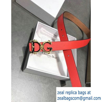 Dolce  &  Gabbana Width 3cm Belt Red with Baroque DG Logo